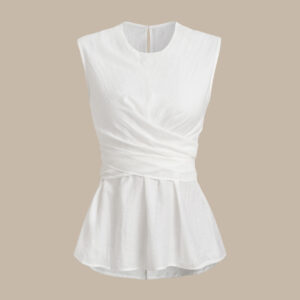 White Round Neck Tie-back Tank Top