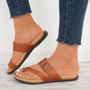 Summer Toe Ring Flat Flip Flops Soft Sole Slides Sandals