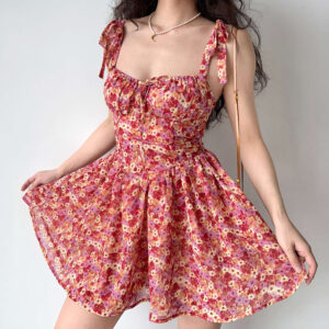 Cottage flower suspender dress