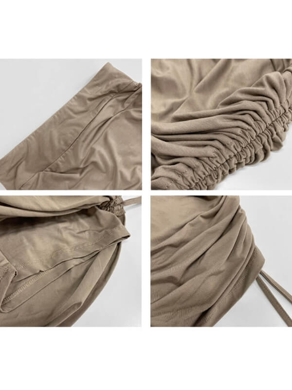 Drawstring fitted mini skirt skort - Image 7