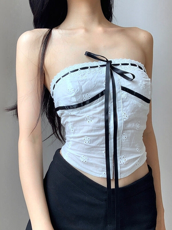 Jennie coquette floral pointelle corset top - Image 2