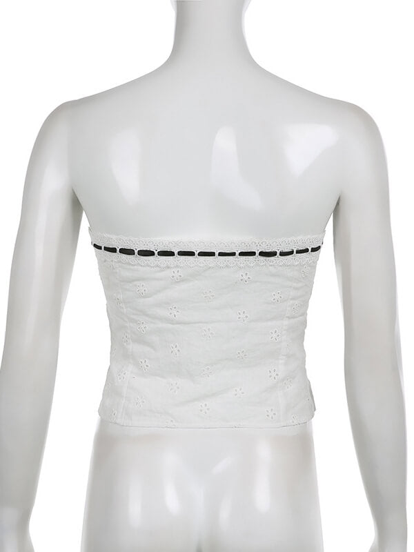 Jennie coquette floral pointelle corset top - Image 4