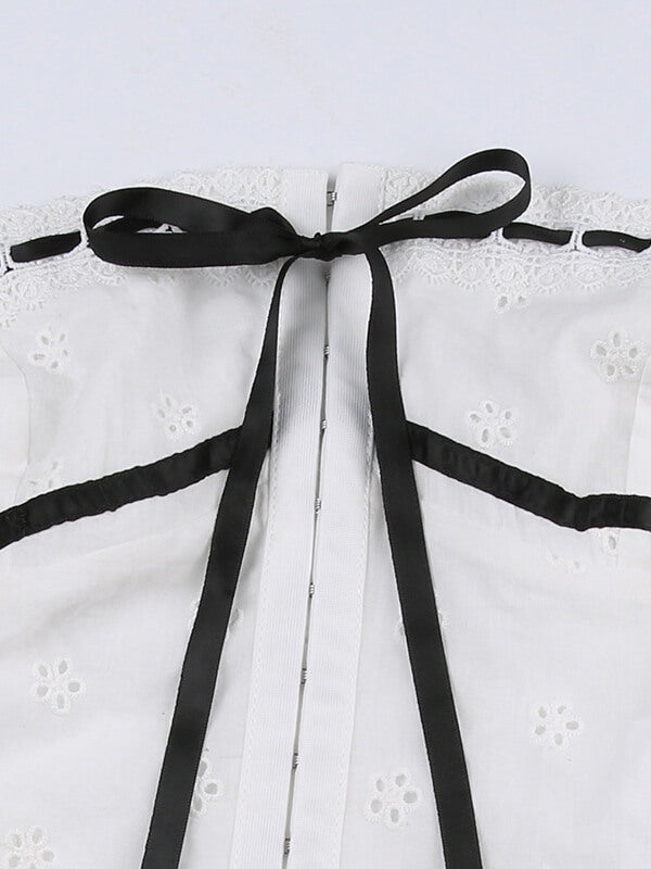 Jennie coquette floral pointelle corset top - Image 5