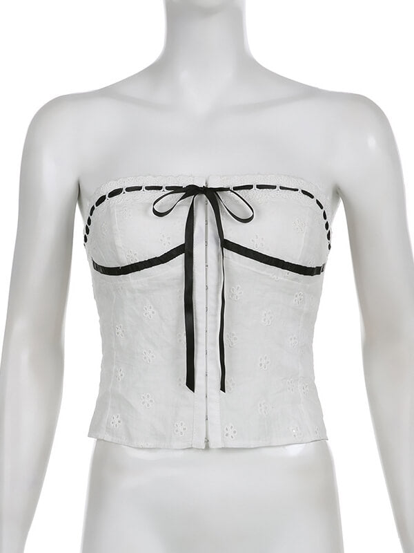 Jennie coquette floral pointelle corset top - Image 3