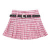 [Plus Size] Pink academia belt skirt
