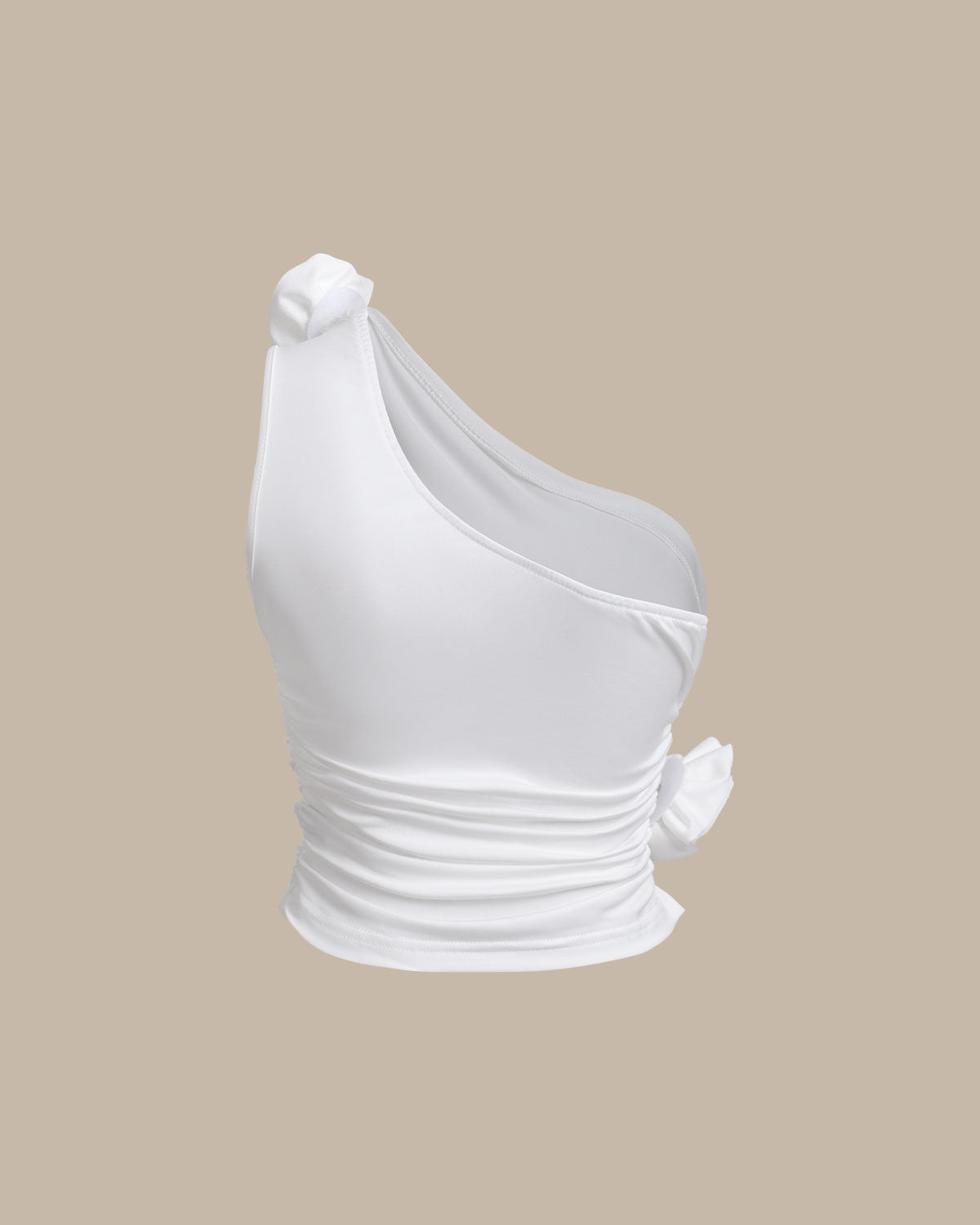 White One Shoulder Tank Top - Image 2