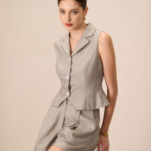 Women's Grey Lapel Single-Breasted Vest
